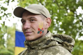 Serviceman with a figure on the face