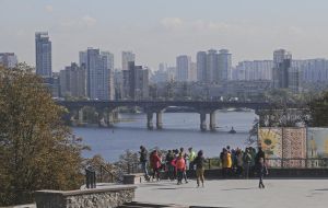 The observation deck overlooking the Dnipro River and the right bank