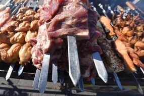 Shish kebab cooking