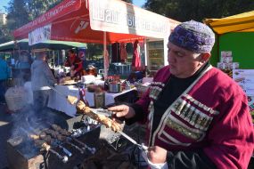 Shish kebab cooking