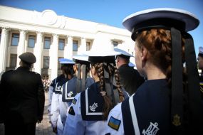The ceremony of dedication of students in cadets near the Verkhovna Rada