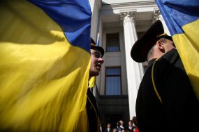 The ceremony of dedication of students in cadets near the Verkhovna Rada
