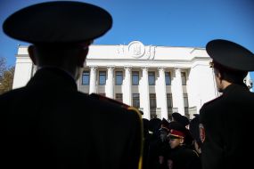 The ceremony of dedication of students in cadets near the Verkhovna Rada