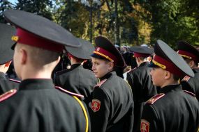 The ceremony of dedication of students in cadets near the Verkhovna Rada