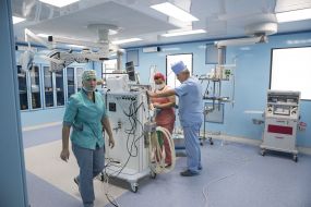 Doctors near medical equipment