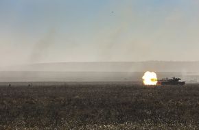 Tank at a military training ground