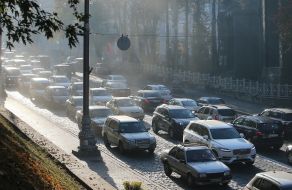 Traffic jam in the center of Kiev