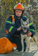 Rescuer and dog