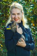 Natalia Batyr holds a kitten