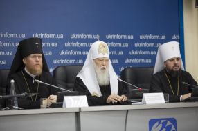 Archbishop Yevstraty, Patriarch Filaret and Metropolitan Epiphanius