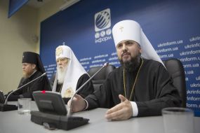 Archbishop Yevstraty, Patriarch Filaret and Metropolitan Epiphanius