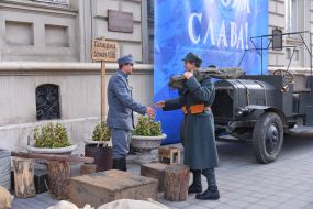 Reenactors in the uniform of the Galician army
