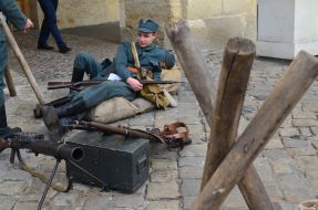 Reenactors in the uniform of the Galician army