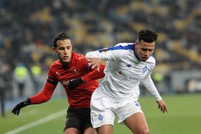 The game moment of the match FC "Dynamo" (Kiev) - FC "Rennes" (France)