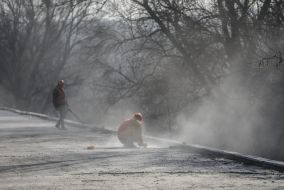 Ремонт моста через реку Тетерев