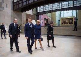 Emmanuel Macron with wife Brigitte Macron at the museum d'Orsay