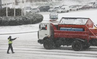 A police officer manages traffic