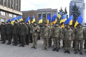 Military personnel during a rally on the Day of Dignity and Freedom