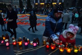 The action "Light a candle of memory" in Lviv