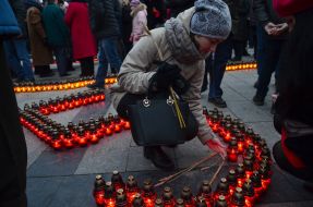 The action "Light a candle of memory" in Lviv