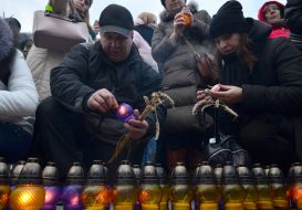 The action "Light a candle of memory" in Lviv