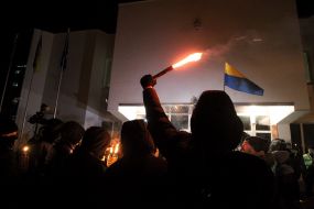 Participants of the torch-fire procession