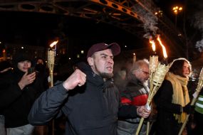 Participants of the torch-fire procession