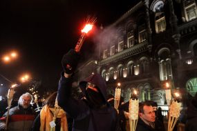 Participants of the torch-fire procession