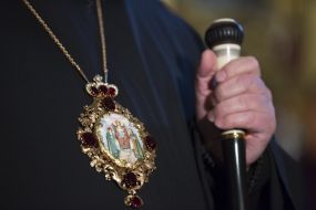 Panagia on the chest of the rector of the Kiev-Pechersk Lavra of Metropolitan Pavel