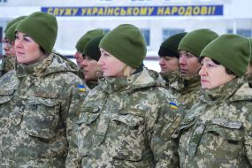 Women soldiers at the military airfield in Vasilkov