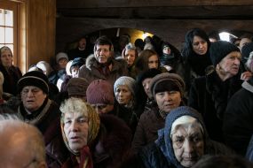 Believers in the temple