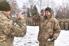 Soldiers of 55 brigades "Zaporozhye Sich"