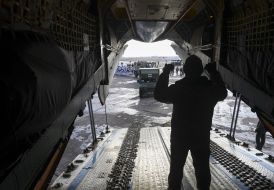 Loading military equipment into the aircraft