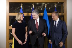 Federica Maugerini, Petro Poroshenko and Donald Tusk