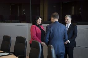 Ivanna Klimpush-Tsintsadze, Valdis Dombrovskis and Petro Poroshenko