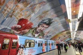 Mural at the Osokorki metro station