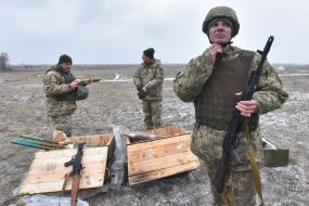 The shooting practice of the territorial defense brigade in the Zaporizhzhya region