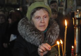Believers during the Bethlehem Fire ceremony