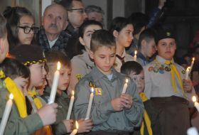 Plasta members hold the Bethlehem Fire of Peace