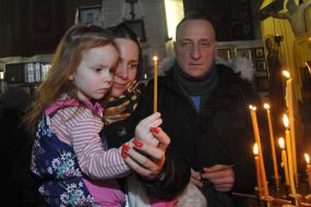 Believers during the Bethlehem Fire ceremony
