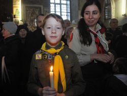 Plasta members hold the Bethlehem Fire of Peace