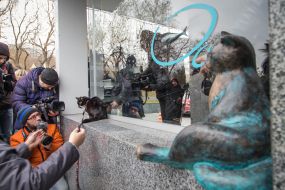 Відкриття скульптури кота в Одесі