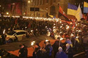 Participants torchlight procession