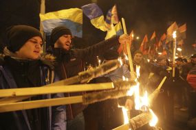 Participants torchlight procession