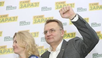 Andriy Sadovy with his wife Katerina
