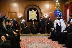 Metropolitan Epiphaniy, Patriarch Bartholomew and Petro Poroshenko