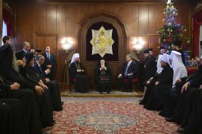 Metropolitan Epiphaniy, Patriarch Bartholomew and Petro Poroshenko