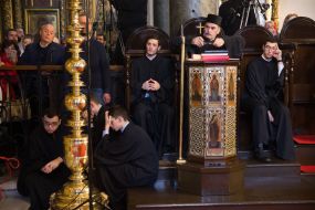 Priests during the solemn liturgy