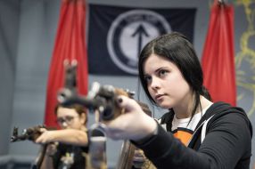 Girl with a Kalashnikov machine