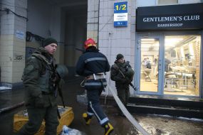 Fire in the building near the hotel "Dnepr"